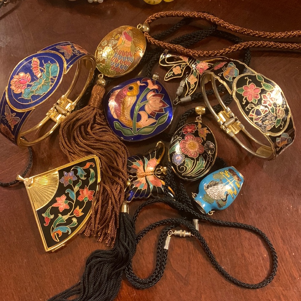 Vintage Cloisonné Necklaces and Bracelets sold Individually or as a Bundle